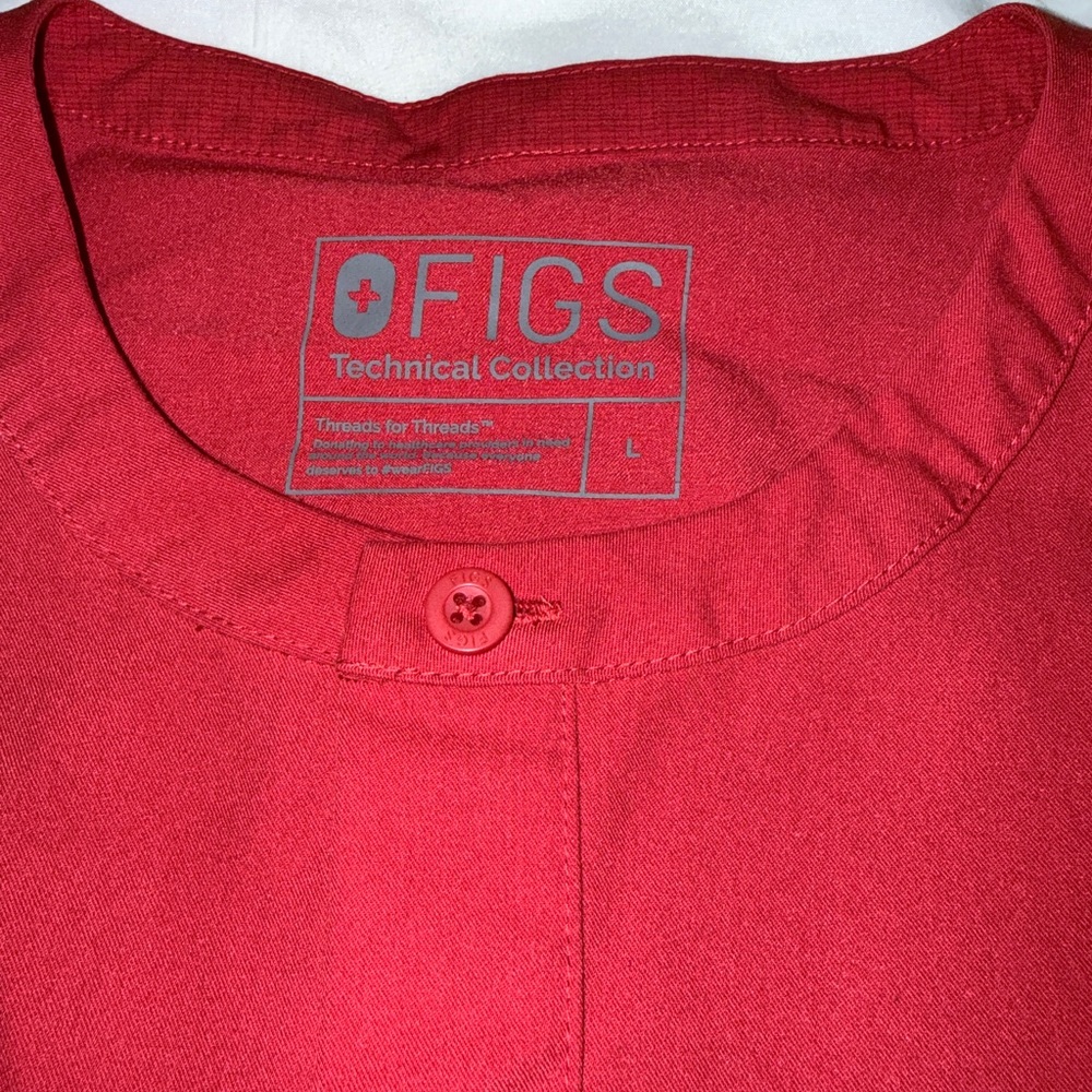 Figs Men's Casual Red Button Down Shirt scrub and pants